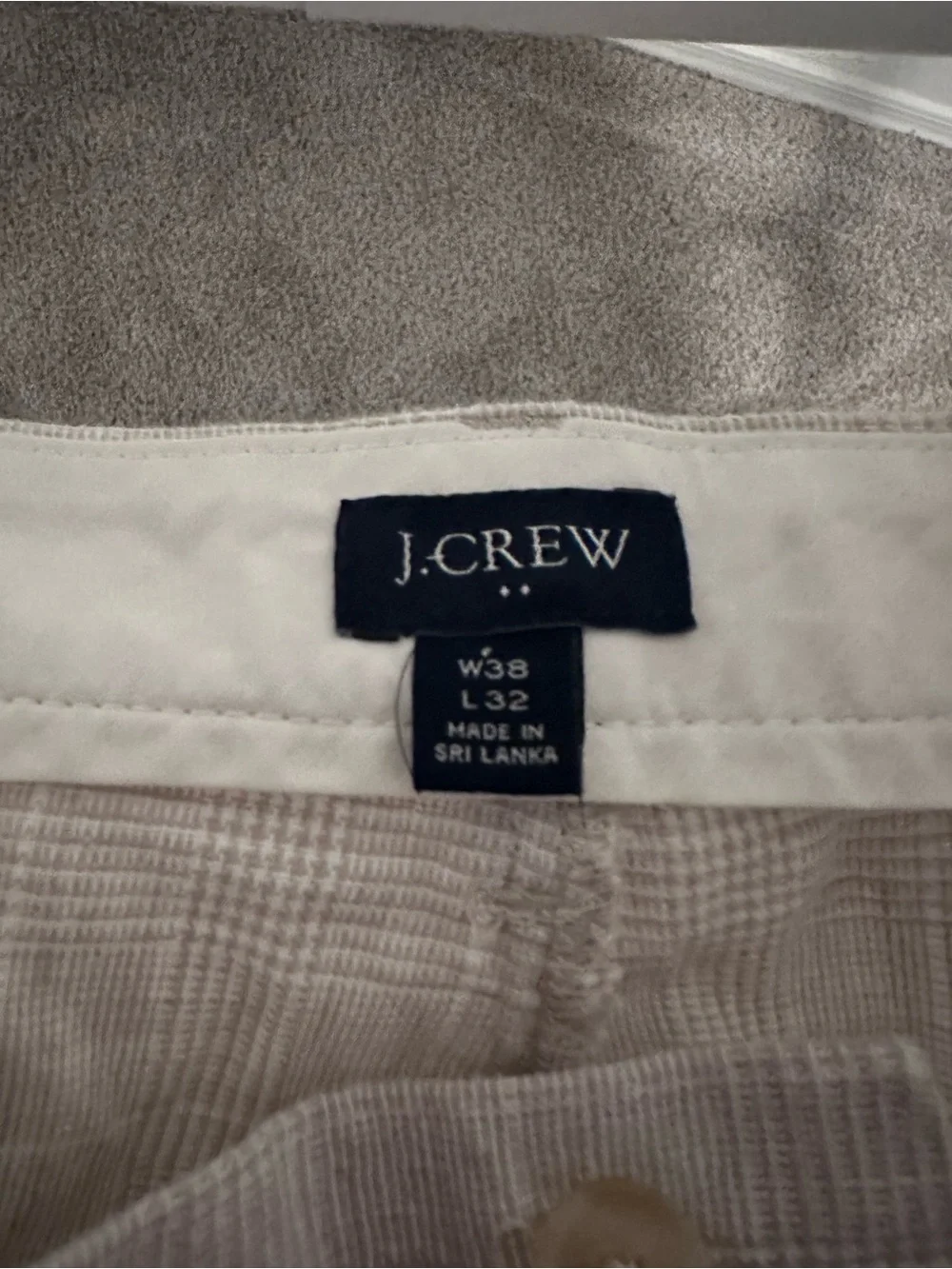 J Crew Straight Linen-Cotton Houndstooth Slacks Men's 38x32 Lightweight Casual